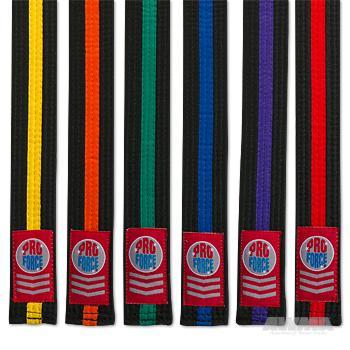 ProForce® 1.5&quot Double Wrap Color Striped Black Karate Belt
