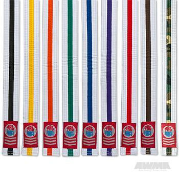 ProForce® 1.5&quot Single Wrap Color Striped White Karate Belt