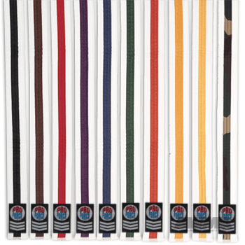 ProForce® 1.75&quot Single Wrap Color Striped White Karate Belt